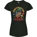 Construction Funny Building Blocks Bricks Womens Petite Cut T-Shirt Black