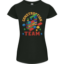 Construction Funny Building Blocks Bricks Womens Petite Cut T-Shirt Black