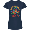 Construction Funny Building Blocks Bricks Womens Petite Cut T-Shirt Navy Blue