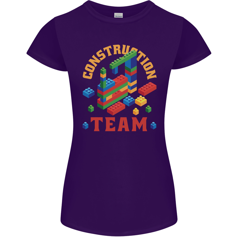 Construction Funny Building Blocks Bricks Womens Petite Cut T-Shirt Purple