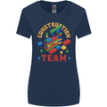 Construction Funny Building Blocks Bricks Womens Wider Cut T-Shirt Navy Blue