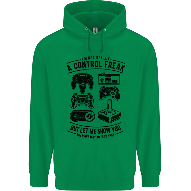Control Freak Funny Gaming Gamer Childrens Kids Hoodie Irish Green