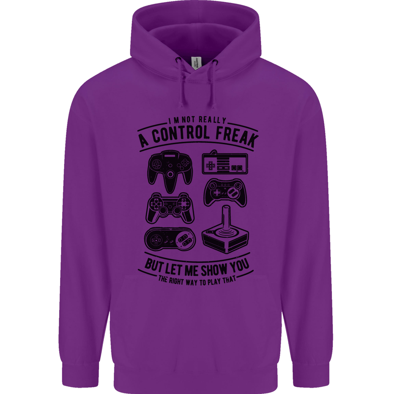 Control Freak Funny Gaming Gamer Childrens Kids Hoodie Purple
