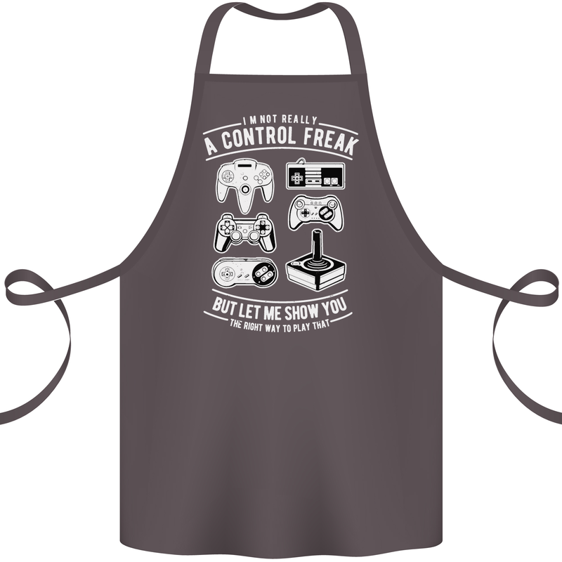 Control Freak Funny Gaming Gamer Cotton Apron 100% Organic Dark Grey