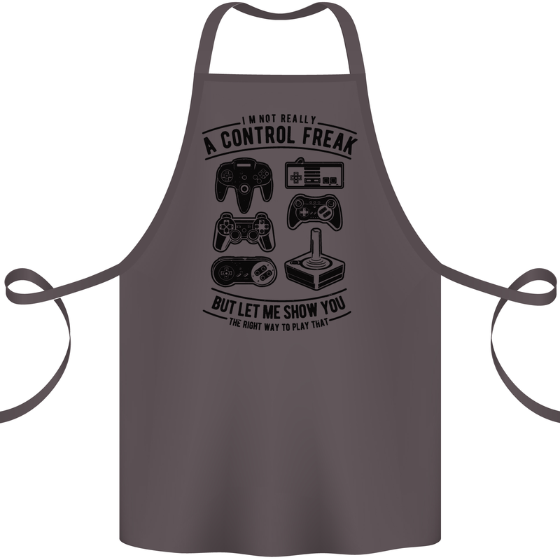 Control Freak Funny Gaming Gamer Cotton Apron 100% Organic Dark Grey