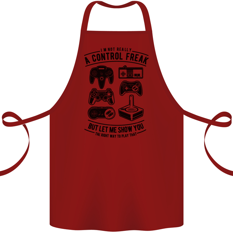 Control Freak Funny Gaming Gamer Cotton Apron 100% Organic Maroon