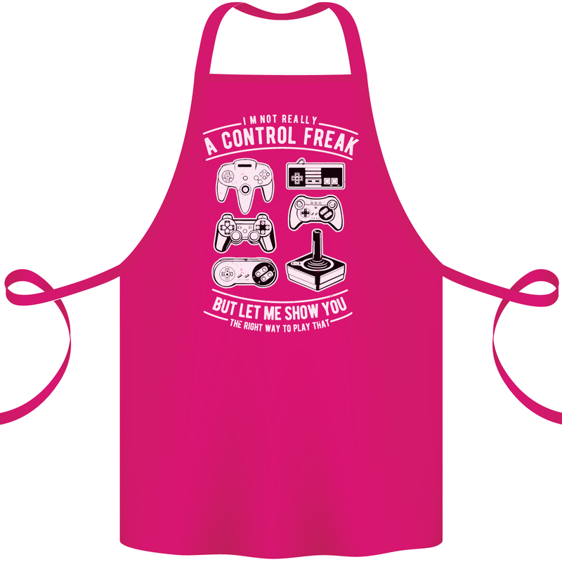 Control Freak Funny Gaming Gamer Cotton Apron 100% Organic Pink