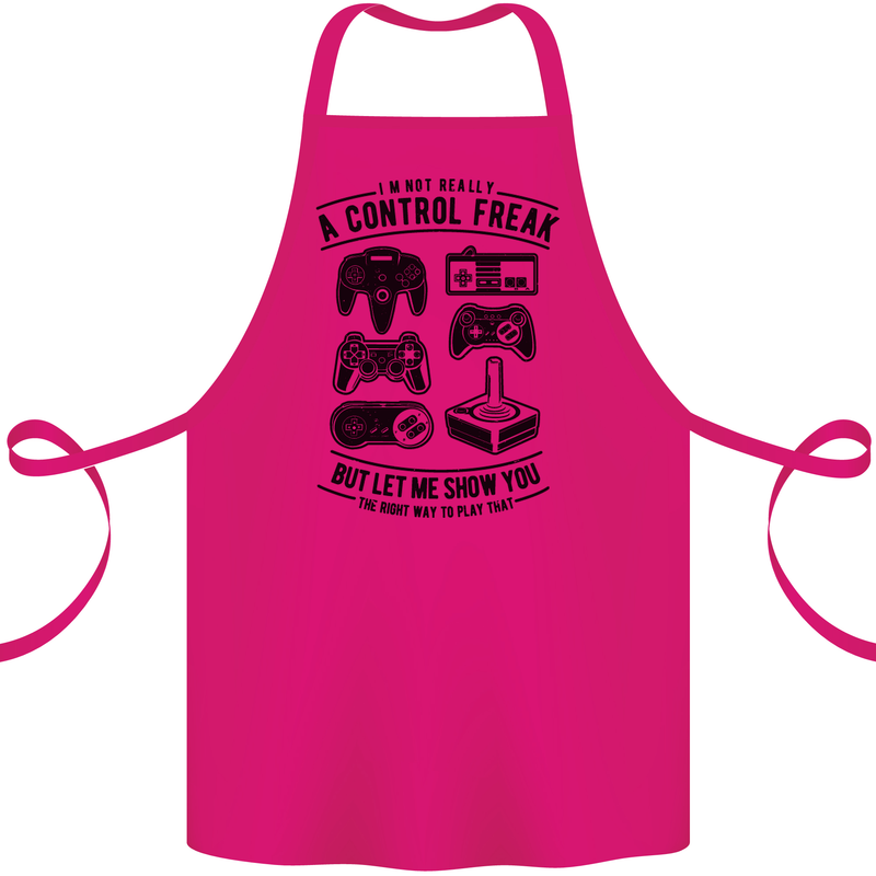 Control Freak Funny Gaming Gamer Cotton Apron 100% Organic Pink