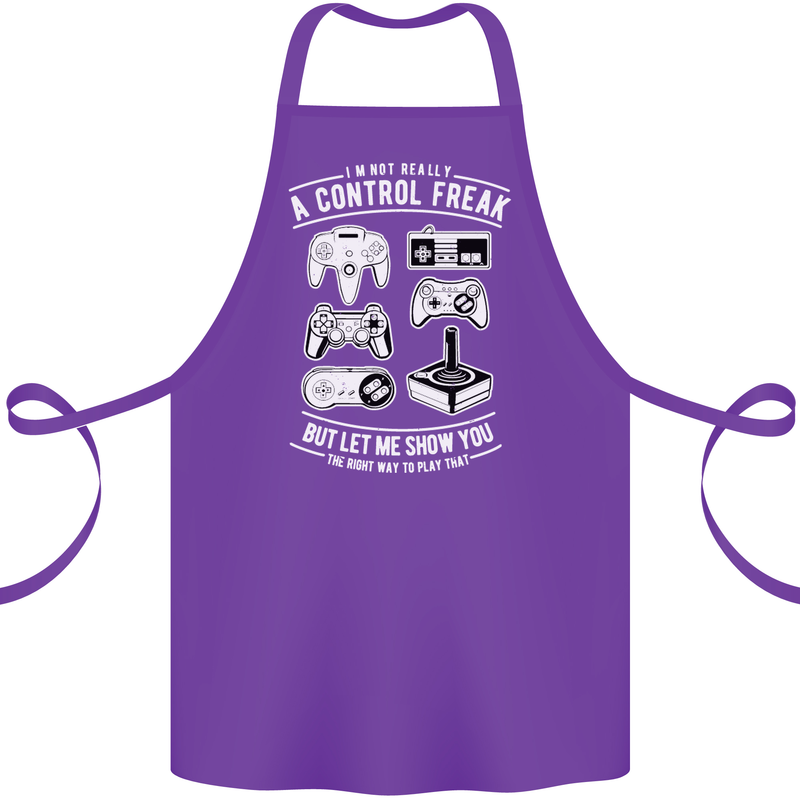 Control Freak Funny Gaming Gamer Cotton Apron 100% Organic Purple