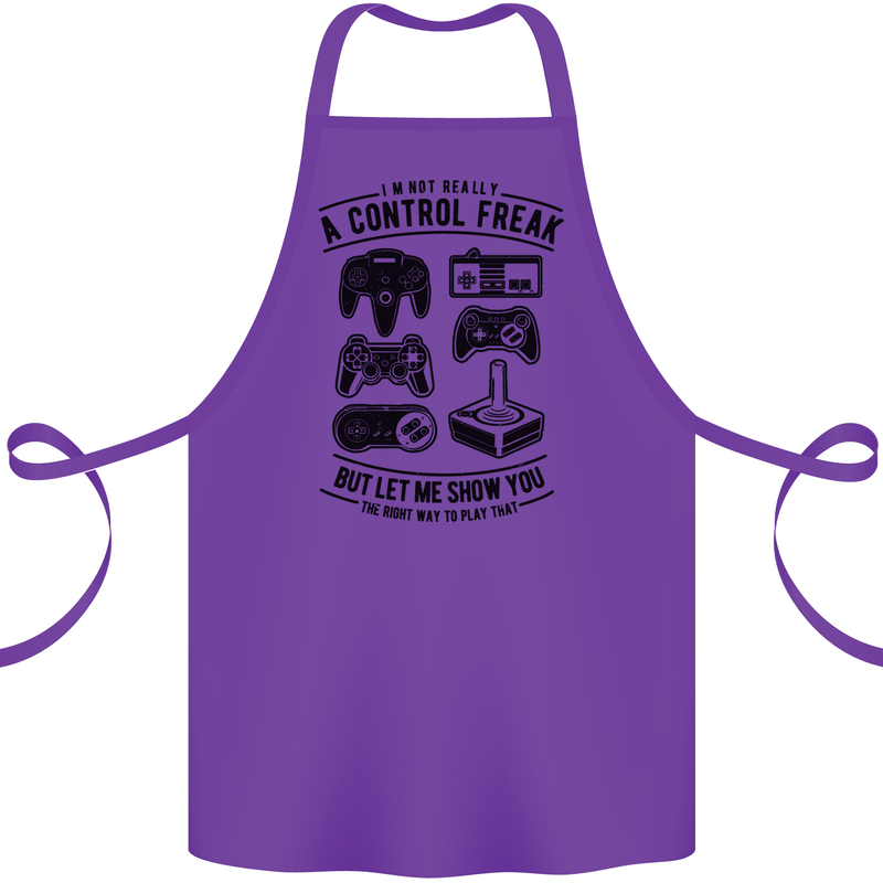 Control Freak Funny Gaming Gamer Cotton Apron 100% Organic Purple