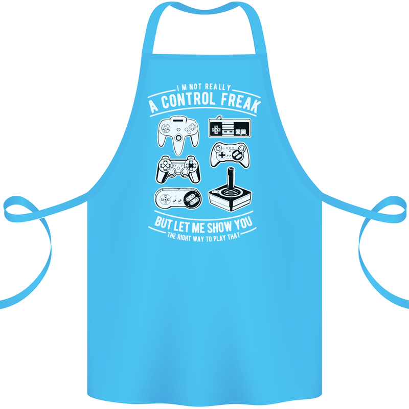 Control Freak Funny Gaming Gamer Cotton Apron 100% Organic Turquoise