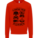 Control Freak Funny Gaming Gamer Kids Sweatshirt Jumper Bright Red