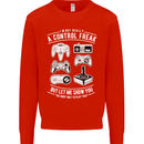 Control Freak Funny Gaming Gamer Kids Sweatshirt Jumper Bright Red