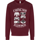 Control Freak Funny Gaming Gamer Kids Sweatshirt Jumper Maroon