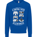 Control Freak Funny Gaming Gamer Kids Sweatshirt Jumper Royal Blue
