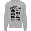 Control Freak Funny Gaming Gamer Kids Sweatshirt Jumper Sports Grey
