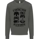 Control Freak Funny Gaming Gamer Kids Sweatshirt Jumper Storm Grey