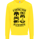 Control Freak Funny Gaming Gamer Kids Sweatshirt Jumper Yellow
