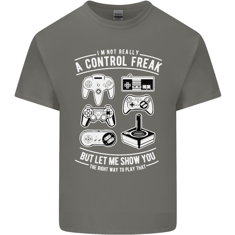 Control Freak Funny Gaming Gamer Kids T-Shirt Childrens Charcoal