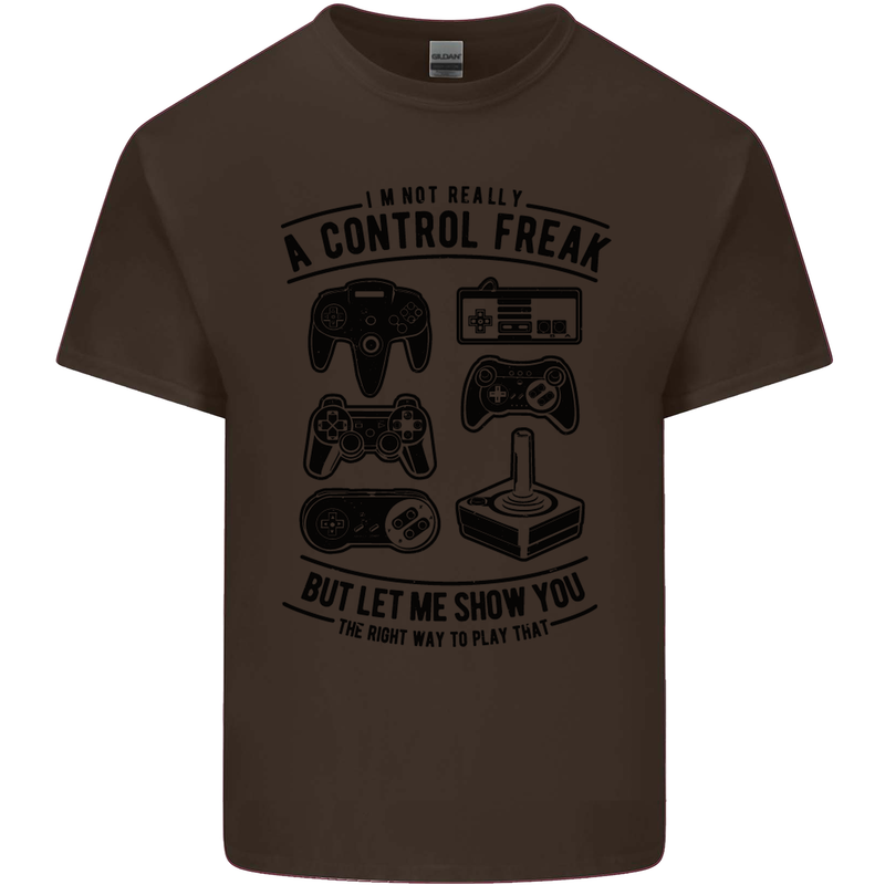 Control Freak Funny Gaming Gamer Kids T-Shirt Childrens Chocolate