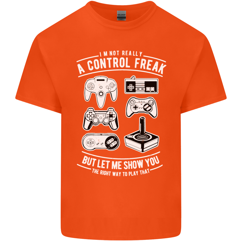 Control Freak Funny Gaming Gamer Kids T-Shirt Childrens Orange