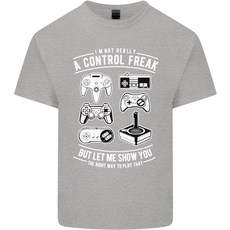 Control Freak Funny Gaming Gamer Kids T-Shirt Childrens Sports Grey