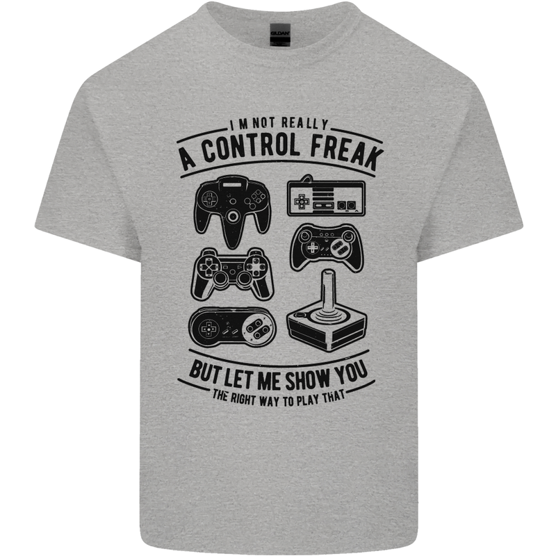 Control Freak Funny Gaming Gamer Kids T-Shirt Childrens Sports Grey