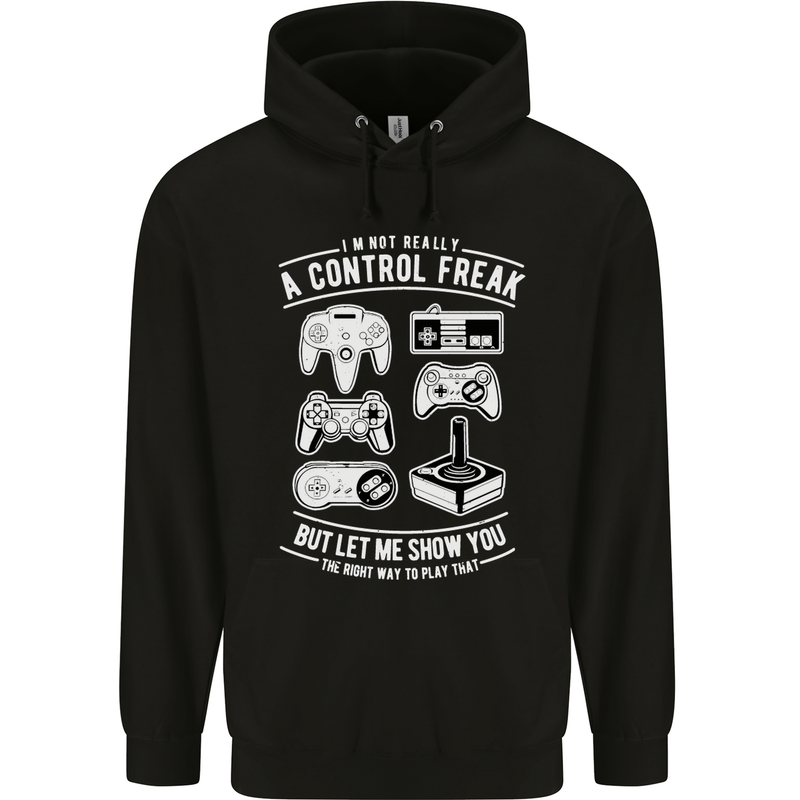 Control Freak Funny Gaming Gamer Mens 80% Cotton Hoodie Black