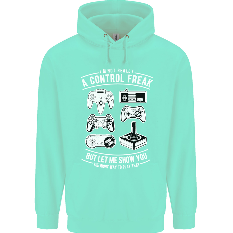 Control Freak Funny Gaming Gamer Mens 80% Cotton Hoodie Peppermint