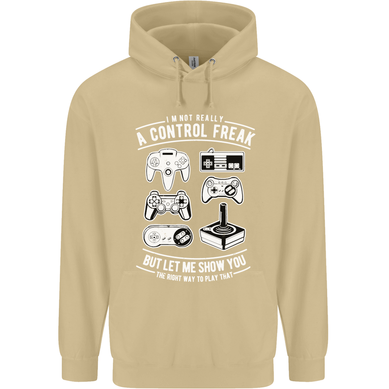 Control Freak Funny Gaming Gamer Mens 80% Cotton Hoodie Sand