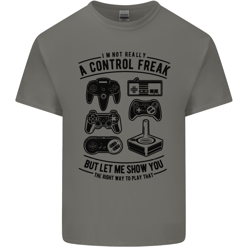 Control Freak Funny Gaming Gamer Mens Cotton T-Shirt Tee Top Charcoal