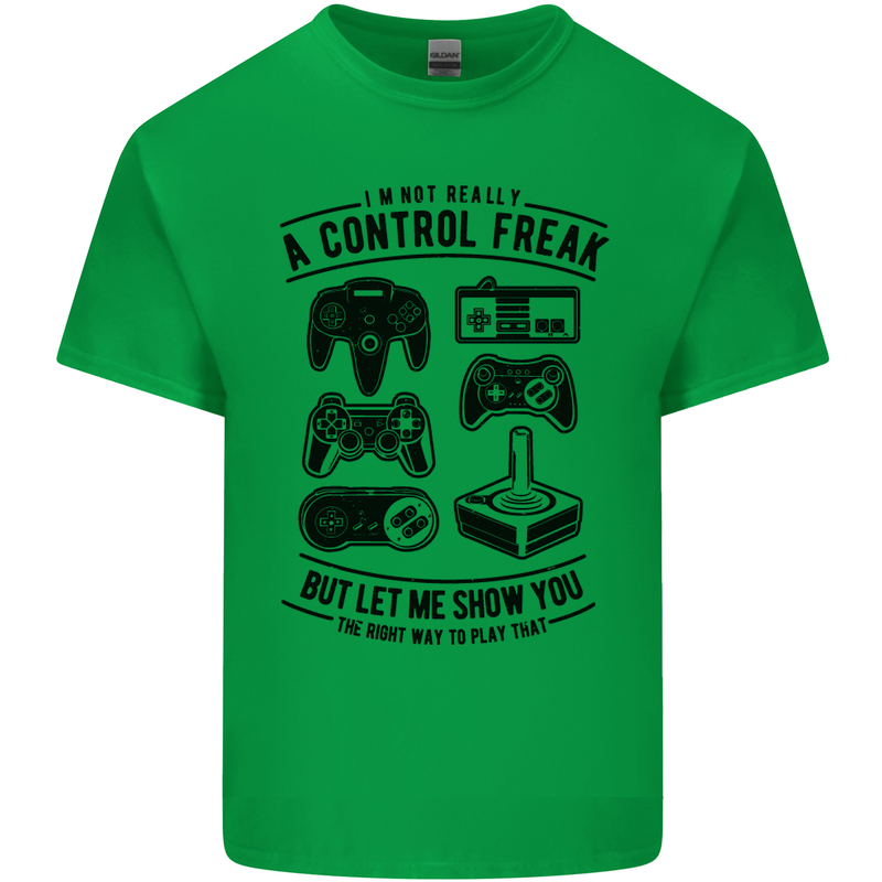Control Freak Funny Gaming Gamer Mens Cotton T-Shirt Tee Top Irish Green