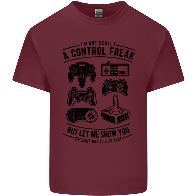 Control Freak Funny Gaming Gamer Mens Cotton T-Shirt Tee Top Maroon