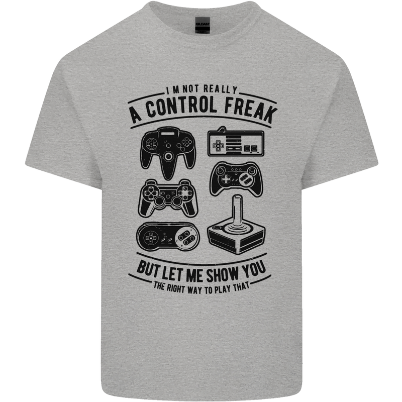 Control Freak Funny Gaming Gamer Mens Cotton T-Shirt Tee Top Sports Grey
