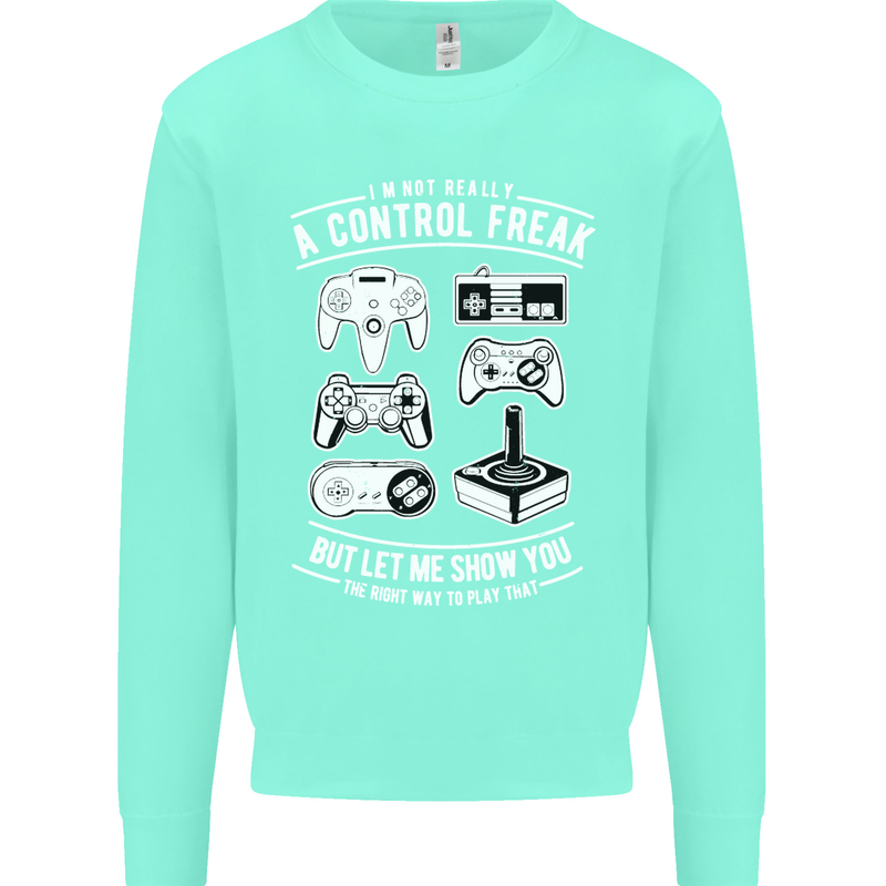 Control Freak Funny Gaming Gamer Mens Sweatshirt Jumper Peppermint