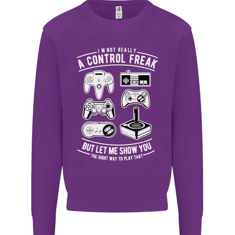 Control Freak Funny Gaming Gamer Mens Sweatshirt Jumper Purple