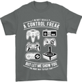 Control Freak Funny Gaming Gamer Mens T-Shirt Cotton Gildan Charcoal