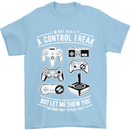 Control Freak Funny Gaming Gamer Mens T-Shirt Cotton Gildan Light Blue