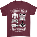 Control Freak Funny Gaming Gamer Mens T-Shirt Cotton Gildan Maroon