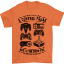 Control Freak Funny Gaming Gamer Mens T-Shirt Cotton Gildan Orange