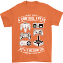 Control Freak Funny Gaming Gamer Mens T-Shirt Cotton Gildan Orange