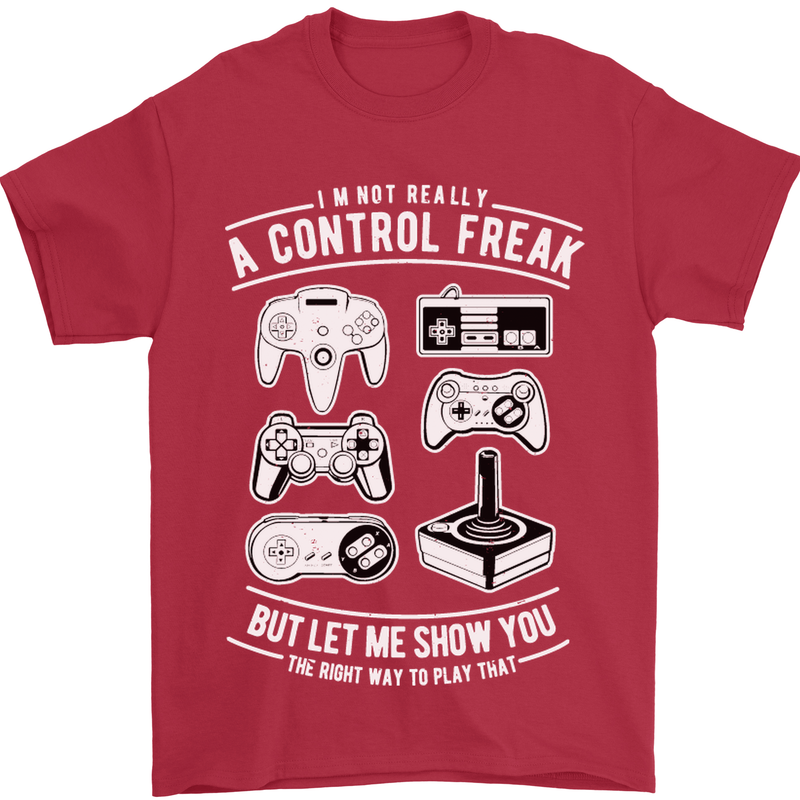 Control Freak Funny Gaming Gamer Mens T-Shirt Cotton Gildan Red
