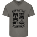 Control Freak Funny Gaming Gamer Mens V-Neck Cotton T-Shirt Charcoal