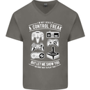 Control Freak Funny Gaming Gamer Mens V-Neck Cotton T-Shirt Charcoal