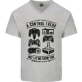 Control Freak Funny Gaming Gamer Mens V-Neck Cotton T-Shirt Sports Grey