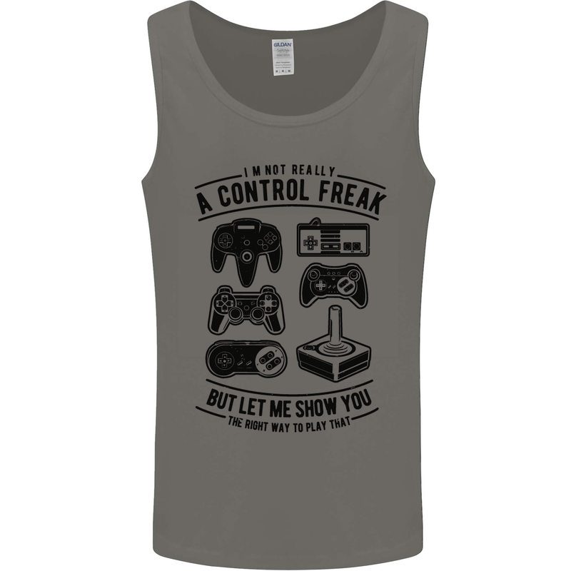 Control Freak Funny Gaming Gamer Mens Vest Tank Top Charcoal
