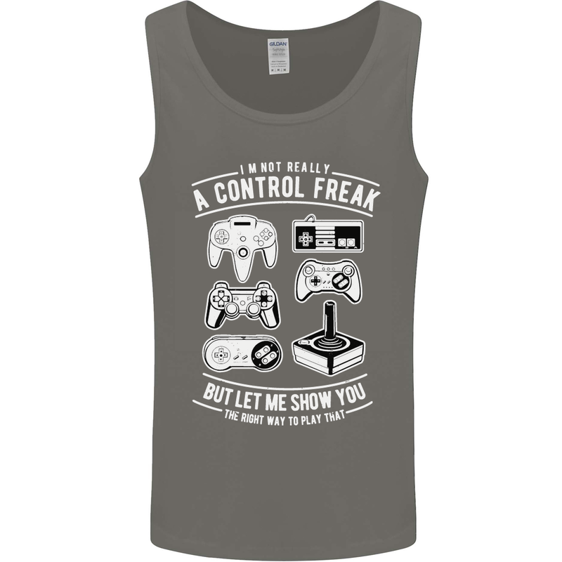 Control Freak Funny Gaming Gamer Mens Vest Tank Top Charcoal
