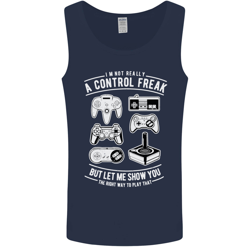 Control Freak Funny Gaming Gamer Mens Vest Tank Top Navy Blue