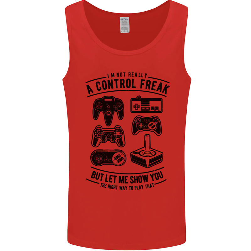 Control Freak Funny Gaming Gamer Mens Vest Tank Top Red