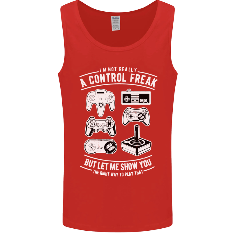 Control Freak Funny Gaming Gamer Mens Vest Tank Top Red